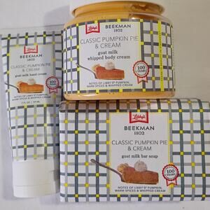 Beekman Classic Pumpkin Pie & Cream 3-pc Whipped Body Cream/Hand Lotion/Soap 9oz